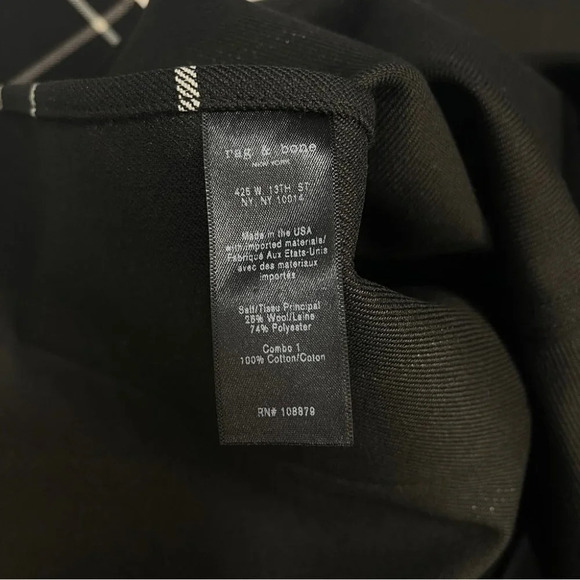 Rag & Bone Windowpane MIDI Skirt 6 Black Front Zipper Sabina - Picture 11 of 13